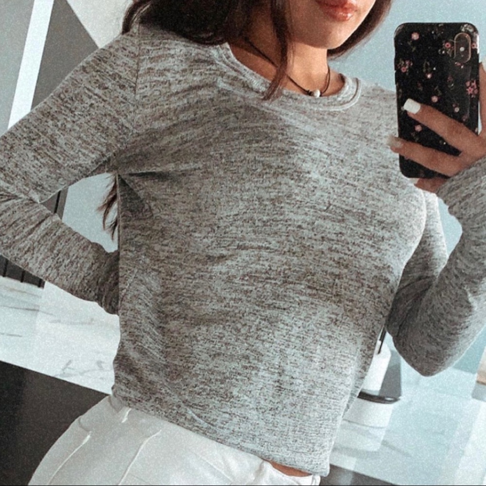 Grey sweater with back cut out!